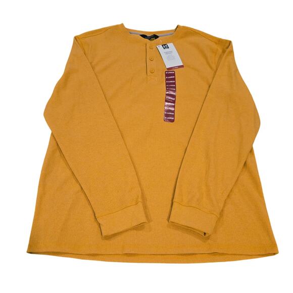 NWT Members Mark Thermal Waffle Knit Henley Layering Shirt Color : Gold Size :XL - Picture 1 of 5